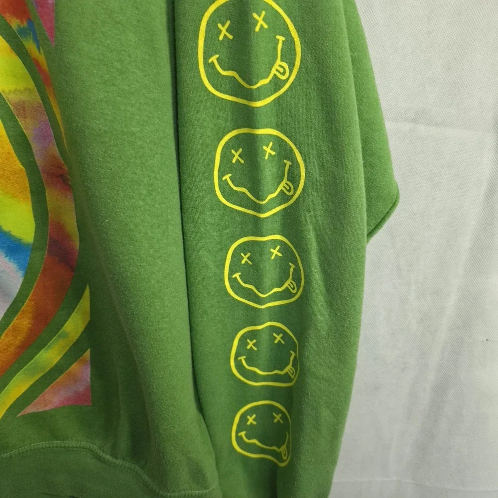 Nirvana Green Crewneck Oversized Sweatshirt Size S/M Smiley Face